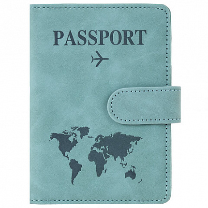 Обложка для паспорта и документов с защитой от считывания, 9 карманов, магнит, экокожа, бирюзовая, BRAUBERG, 238754