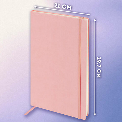 Скетчбук, слоновая кость 140 г/м2 210х297 мм, 80 л., КОЖЗАМ, резинка, BRAUBERG ART CLASSIC, пастель розовый, 116882