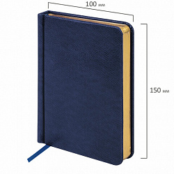 Ежедневник недатированный МАЛЫЙ ФОРМАТ 100x150 мм, А6, BRAUBERG "Iguana", под кожу, 160 л., синий, 114467