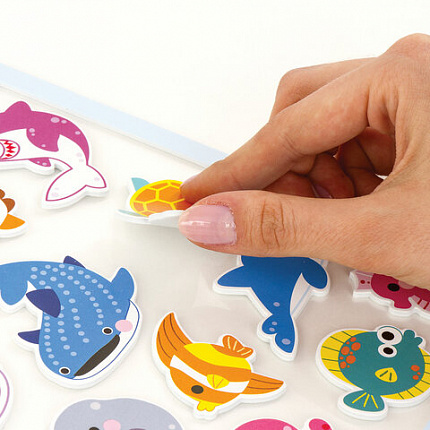 Наклейки обучающие тематические из EVA "Морские обитатели", 20х40 см, многоразовые, ЮНЛАНДИЯ, 663771