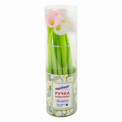 Ручка фигурная шариковая ЮНЛАНДИЯ "Цветок", силиконовый корпус, ассорти, СИНЯЯ, пишущий узел 0,7 мм, 143797