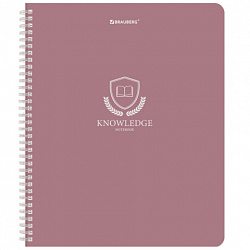 Тетрадь А5, 48 л., BRAUBERG, гребень, клетка, матовая ламинация, "Knowledge" (микс в спайке), 405324