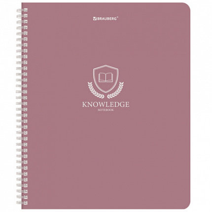 Тетрадь А5, 48 л., BRAUBERG, гребень, клетка, матовая ламинация, "Knowledge" (микс в спайке), 405324