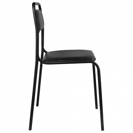 Стул для посетителей СМ 7/7-02, черный каркас, кожзаменитель черный, К-01, СМ 7/7-02 К-01