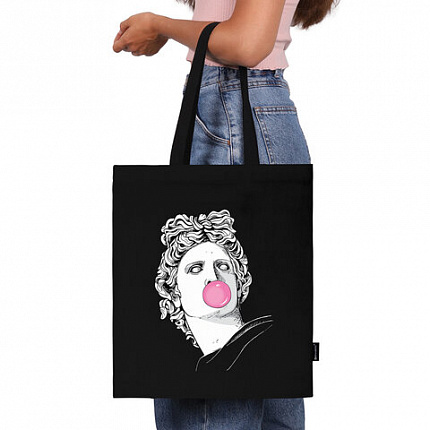 Сумка-шоппер BRAUBERG PREMIUM, канвас, 40х35 см, на кнопке, карман, черный, "Aphrodite", 271904