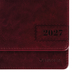 Планинг датированный 2027 305х140мм BRAUBERG Imperial, под кожу, бордовый, 118197