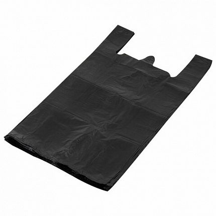 Пакет "майка" КОМПЛЕКТ 50 штук, 40+18х70, ПНД черный 25 мкм, LAIMA, 700792