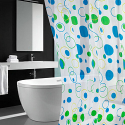 Шторка для ванной PEVA, 180х180 см, кольца в комплекте, дизайн ассорти, КРУГИ, WBZ (ВБЗ), 700070