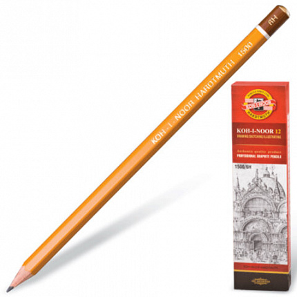 Карандаш чернографитный KOH-I-NOOR 1500, 6H, 150006H01170