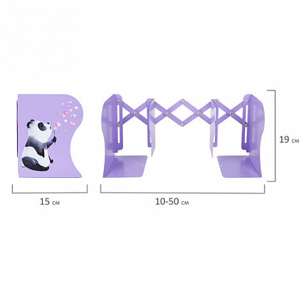 Подставка-держатель для книг и учебников BRAUBERG KIDS "Panda", раздвижная, металлическая, 238064