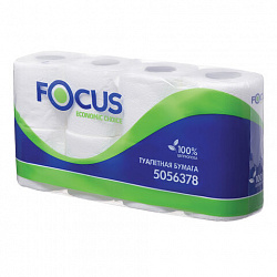 Бумага туалетная, спайка 8 шт., 2-слойная (8х16,2 м) Focus Economic Choice, белая, 5056378