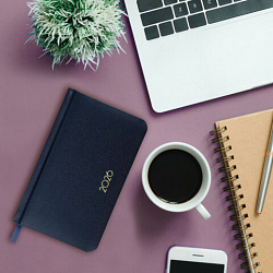 Еженедельник датированный 2026, МАЛЫЙ ФОРМАТ, 95х155 мм, А6, BRAUBERG "Select", балакрон, темно-синий, 117192