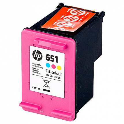 Картридж струйный HP (С2P11AE) Ink Advantage 5575/5645/OfficeJet 202, №651, цветной, оригинальный, ресурс 300 стр., C2P11AE