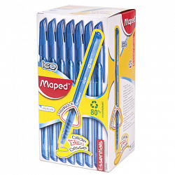 Ручка шариковая масляная MAPED (Франция) "Green Ice", СИНЯЯ, трехгранная, узел 1 мм, линия письма 0,6 мм, 224430