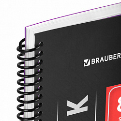 Тетрадь обложка пластик, А4, 80 л., спираль пластик, клетка, BRAUBERG "Metropolis", фиолетовый, 404743