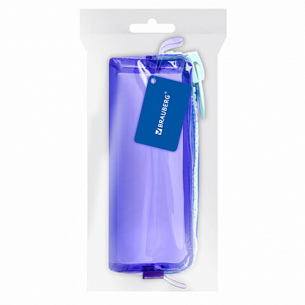 Пенал BRAUBERG с объемной "тракторной" молнией, 1 отделение, ПВХ, 22х8х6,5 см, "Contrast mint", 271565