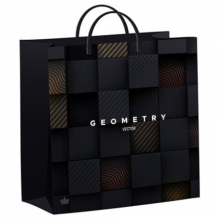 Пакет с пластиковой ручкой, мягкий пластик, 30х30 см, "Вектор геометрии", 140 мкм, н00269533