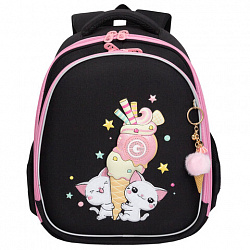 Ранец GRIZZLY анатомическая спинка, c брелоком, для девочек, "YUMMY", 36х28х20 см, RAz-586-14/1