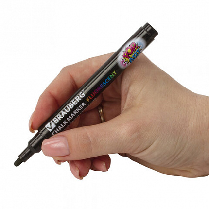 Маркер меловой "POP-ART" ЧЕРНЫЙ, 3,5 мм, стираемый, для гладких поверхностей, BRAUBERG, 151525