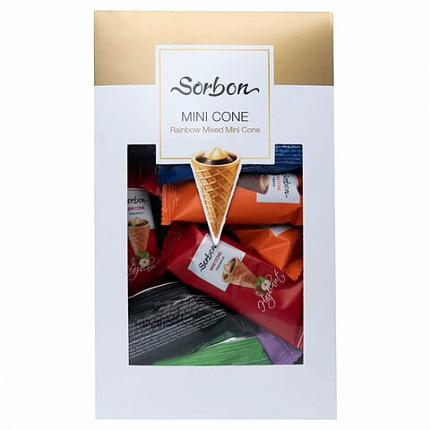 Конфеты мини-рожки в индивидуальной упаковке SORBON "Ассорти Радуга", 350 г