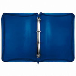 Папка объемная на молнии пластиковая на 4 кольцах, 35 мм, А4, BRAUBERG PIXEL, темно-синяя, 0,7 мм, 273080