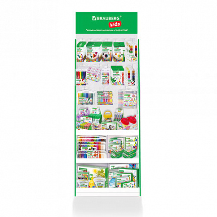 Стойка напольная BRAUBERG KIDS, 180х60х40 см, 3 полки, 16 крючков, 505973