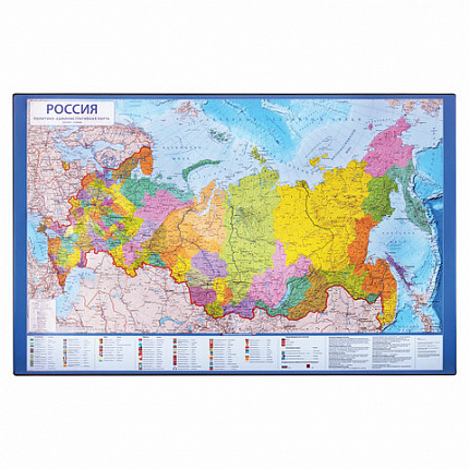 Коврик-подкладка настольный для письма (590х380 мм), с картой России, BRAUBERG, 236776