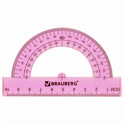 Набор чертежный средний BRAUBERG "Crystal" (линейка 20 см, 2 угольника, транспортир), цветной, 210296