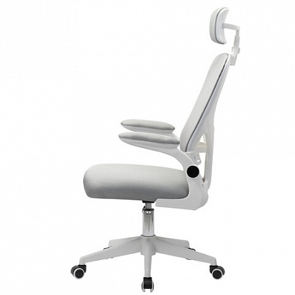 Кресло CROMEX (КРОМЕКС) "Dynamic CH-699", откидные подлокотники, пластик белый, сетка/ткань TW, серое, 533070