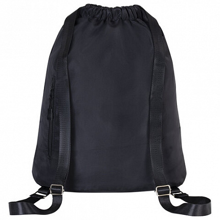 Рюкзак спортивный мешок HEIKKI CASUAL (ХЕЙКИ) с дополнительным карманом, 44х34 см, "Total black", 273457
