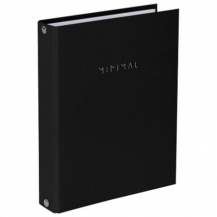 Тетрадь на кольцах А5 175х215 мм, 120 л., твердый картон, клетка, BRAUBERG "Minimal black", 404713