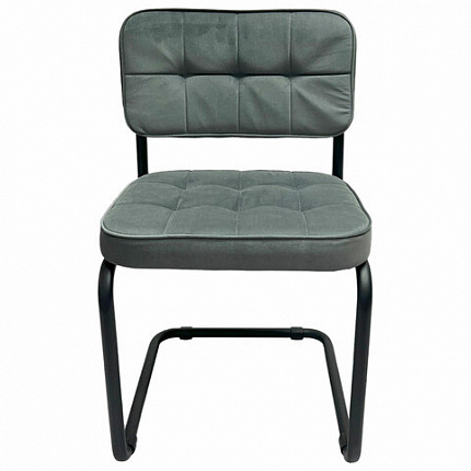 Стулья КОМПЛЕКТ 2 шт., РС14М, черный каркас, велюр, графит, разобранные