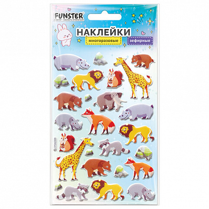 Наклейки объемные зефирные 15х10 см, ассорти 12 видов, FUNSTER (ФАНСТЕР), 666675