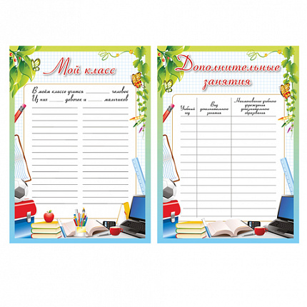 Листы-вкладыши для портфолио школьника, 14 разделов, 16 листов, "Любимая школа", BRAUBERG, 127548