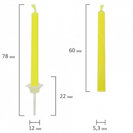 Набор свечей для торта с цветным пламенем 6 шт., 6 см, с держателями, ЗОЛОТАЯ СКАЗКА, 591459