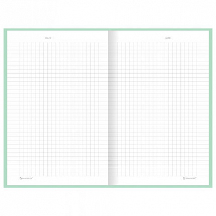 Блокнот А5 134х206 мм, 80 л., твёрдый, клетка, BRAUBERG "Minimal", мятный, 116443