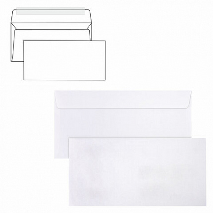 Конверты Е65 (110х220 мм), отрывная лента, 80 г/м2, КОМПЛЕКТ 25 шт., внутренняя запечатка, BRAUBERG, 122449