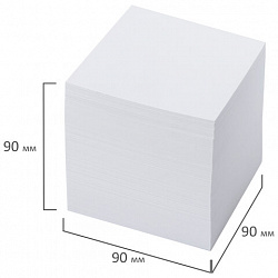 Блок для записей непроклеенный, 9х9х9 см, плотность 80 г/м2, белизна 95-98%, ОФИСМАГ, 123019