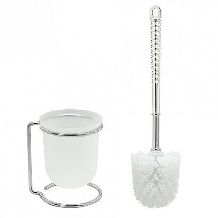 Ершик для унитаза с подставкой, маталл + пластик, хромированный, LAIMA, 607426