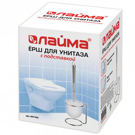 Ершик для унитаза с подставкой, маталл + пластик, хромированный, LAIMA, 607426