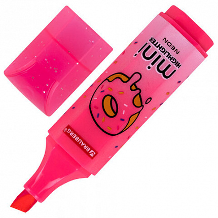 Текстовыделитель мини с принтами BRAUBERG "NEON", АССОРТИ В ПЛАСТИКОВОЙ БАНКЕ, 1-5 мм, 152535