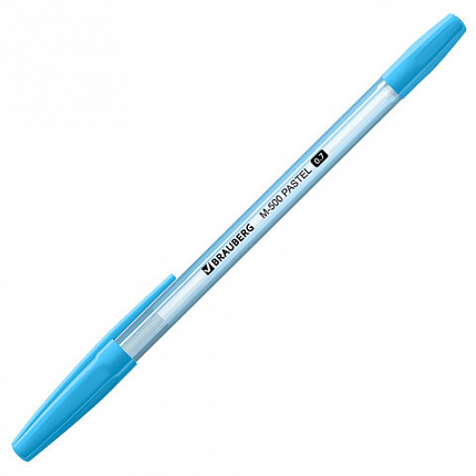 Ручка шариковая BRAUBERG "M-500 PASTEL", СИНЯЯ, корпус ассорти, узел 0,7 мм, линия письма 0,35 мм, 143450