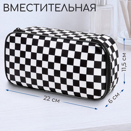 Пенал-органайзер BRAUBERG, 1 отделение, полиэстер, 22x11,5x6 см, "Black and White", 271572