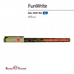 Ручка шариковая BRUNO VISCONTI "FunWrite", СИНЯЯ, "Милитари", узел 0,5 мм, линия письма 0,3 мм, 20-0212/06