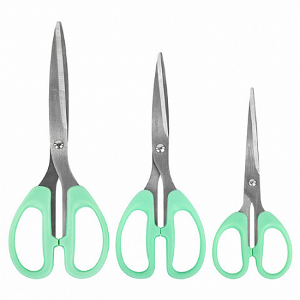 Ножницы BRAUBERG "CLASSIC PRO" 3 шт. (155, 185, 210 мм), мятные ручки, ВЫГОДНАЯ УПАКОВКА, 272979