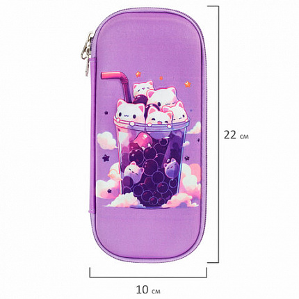 Пенал ЮНЛАНДИЯ, 1 отделение, карман, полиэстер/EVA, 22х10х5 см, "Bubble tea", 273190