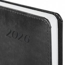 Ежедневник датированный 2026 А5 138x213 мм, BRAUBERG "Legend", под кожу, застежка, серый, 117068