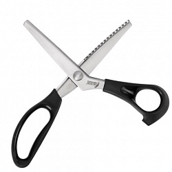 Ножницы портновские ФИГУРНЫЕ ЗИГЗАГ 240 мм, черные, пластиковые ручки, ОСТРОВ СОКРОВИЩ, 665600