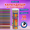 Карандаши цветные BRAUBERG PREMIUM 50 цветов в тубе, трехгранные, грифель 3,3 мм, натуральное дерево, 181935