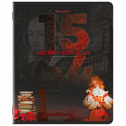 Тетрадь предметная ДАТЫ 48 л., TWIN-лак, АНГЛИЙСКИЙ ЯЗЫК, клетка, подсказ, BRAUBERG, 405124